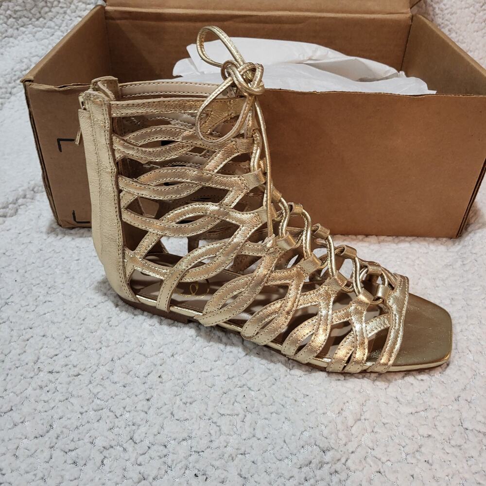 NEW Sam Edelman Lara Gladiator Sandal Gold Leaf SIZE 5.5 Medium